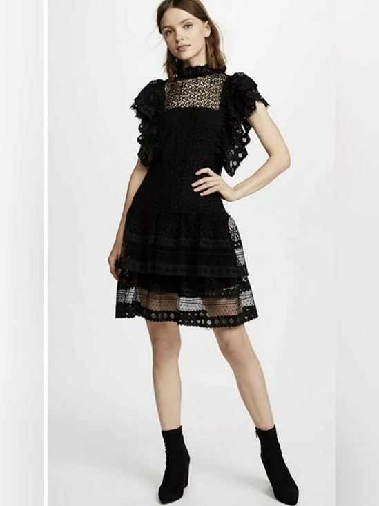 Anine Bing Tops - Anine Bing Black Lace Ruffle Sleeve Top